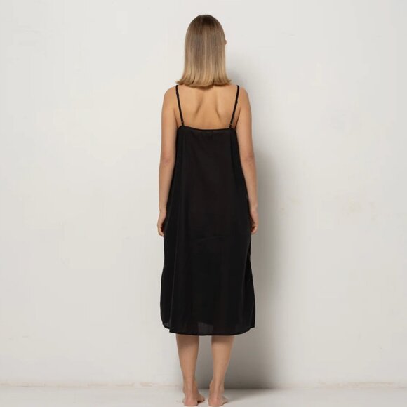 475. MOCHA Thea Midi Dress Black Cotton $204 NWT XS/S - Picture 3 of 3